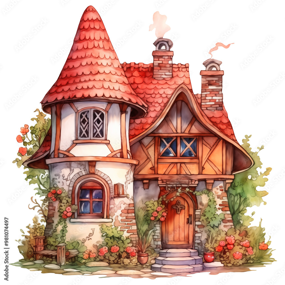 Fototapeta premium The Good Witch's House illustration 
