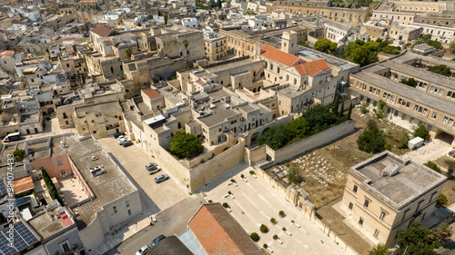 Aerial view of the houses and apartments of the historic center of Lecce, important city of Puglia, Italy.