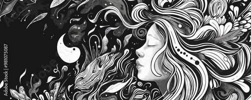 Experiment with monochromatic designs, focusing on line work and details without the distraction of color in your hand-drawn style vector art.