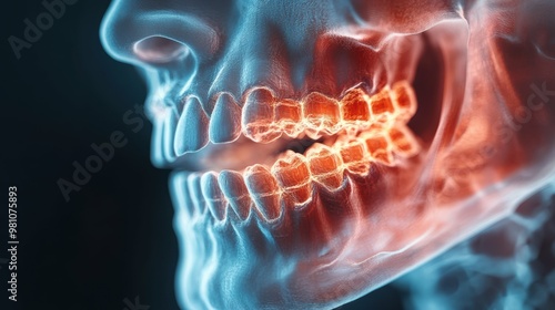 Intense 3D Model of Agonizing Jaw Clenched in Pain from TMJ Disorder photo