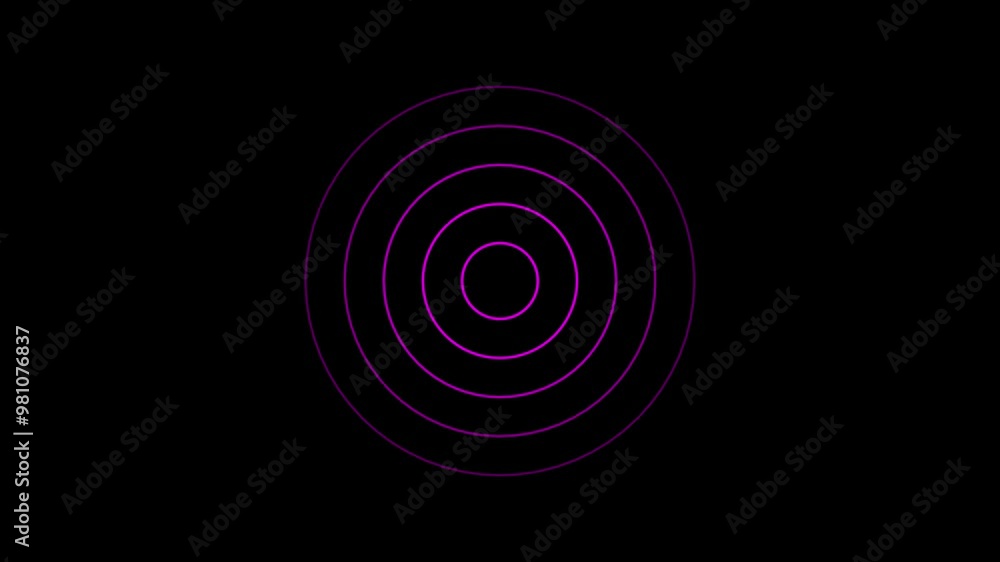 Purple Radio Wave Animation from Network Tower on black Background.