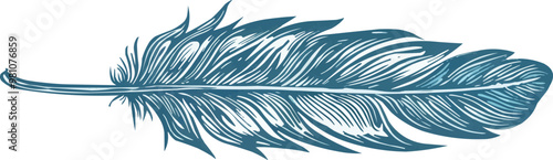 Hand drawn feather icon vector art on white isolated background, vector design.