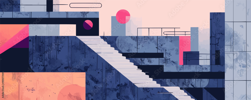 Incorporate modern symbols with Brutalist aesthetics, using raw and ...