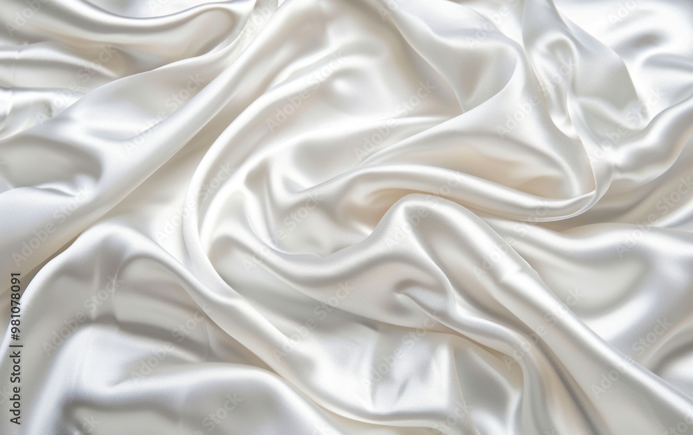 Obraz premium White silk fabric with soft folds and smooth texture. Luxury textile and fabric design concept.