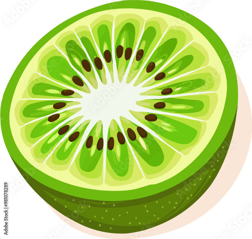 Tropical kiwi slice icon flat on white isolated background, vector design.
