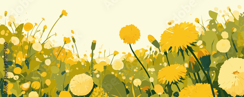 Dandelion puffball on a sunny day, Vector flat minimalistic isolated illustration