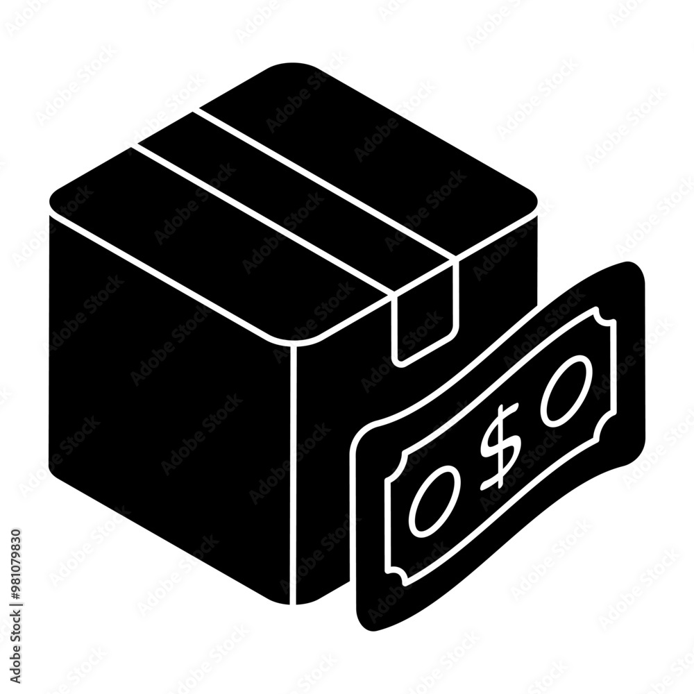 Conceptual flat design icon of cash on delivery Conceptual flat design icon of cash on delivery