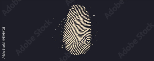 Digital scan of a fingerprint in monochrome. Vector flat minimalistic isolated illustration.