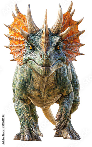 A realistic rendering of a triceratops, showcasing its detailed features and vibrant colors, perfect for nature and prehistoric themes.