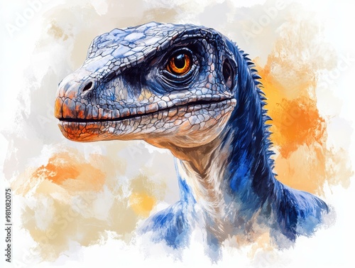 Portrait illustration of a Velociraptor its sleek form and sharp claws evoking a sense of wonder and excitement