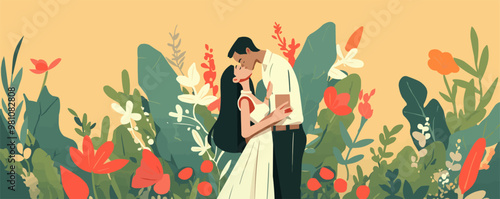 Engagement photo shoot ideas, Vector flat minimalistic isolated illustration