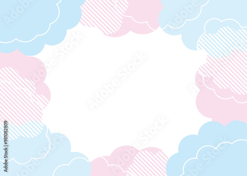 モコモコ　雲　フレーム　パステルカラー