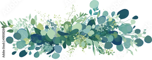 Eucalyptus wreath design, Vector flat minimalistic isolated illustration