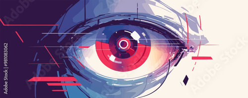 Eye pupil with colorful reflections, Vector flat minimalistic isolated illustration