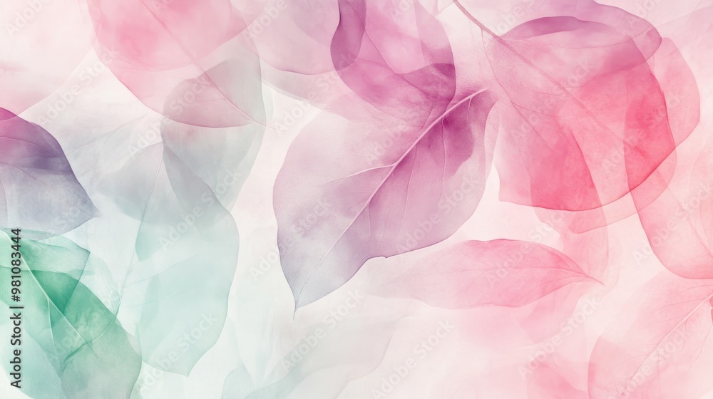 Fototapeta premium Floral Abstraction with Soft Pastel Petals and Leaves