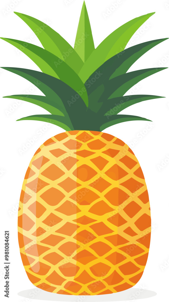 Tropical pineapple slice icon flat on white isolated background, vector design. Tropical pineapple slice icon flat on white isolated background, vector design.