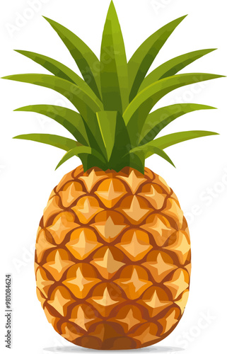 Tropical pineapple slice icon flat on white isolated background, vector design.