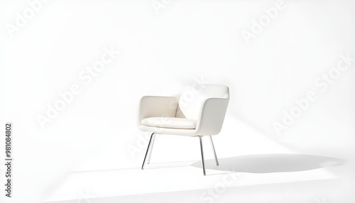 A sleek, modern armchair set against a white background, showcasing clean lines and contemporary design. 