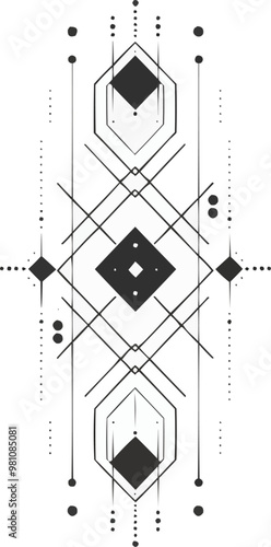 Abstract angular lines icon flat on white isolated background, vector design.