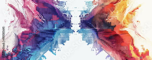 Abstract pixel spiral pattern pixel art on white isolated background, vector design.