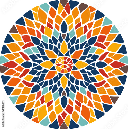 Abstract mosaic pattern icon flat on white isolated background, vector design.