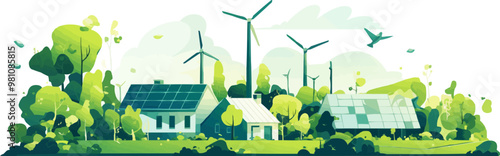 Green Energy Solutions, Vector flat minimalistic isolated illustration