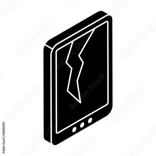 Creative design icon of cracked phone 