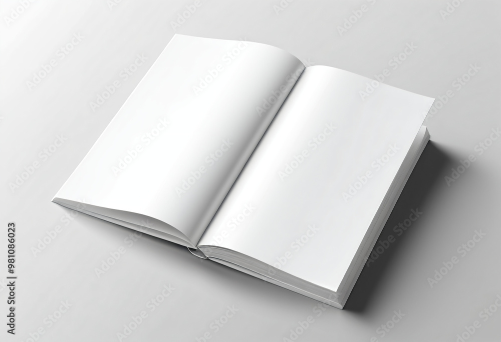 Mockup, open book, notepad with blank white pages on isolated white background Mockup, open book, notepad with blank white pages on isolated white background