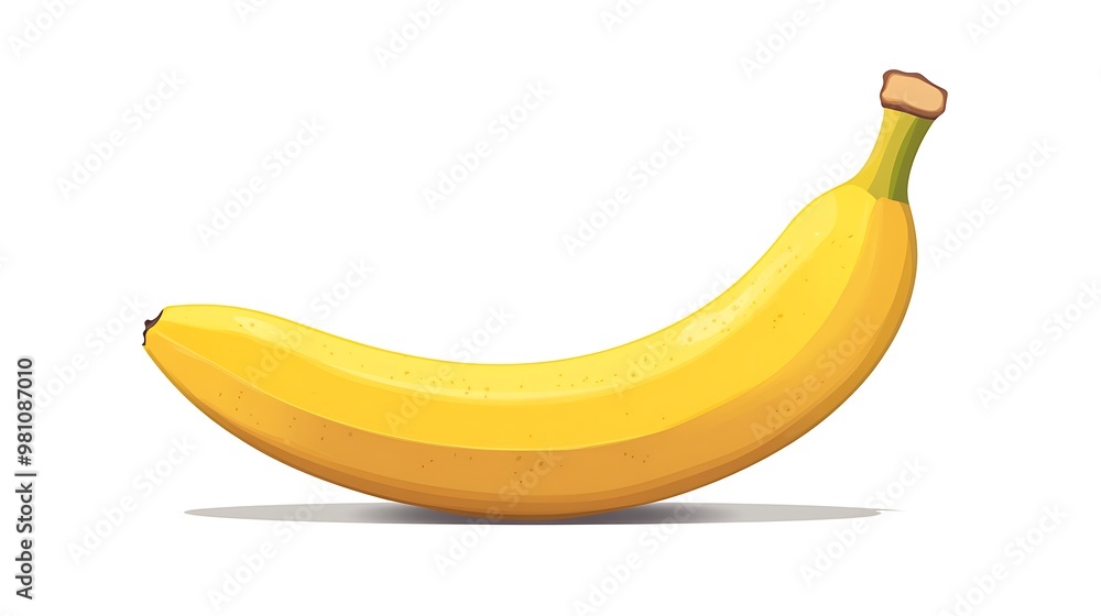 A vibrant yellow banana on a white background, showcasing its smooth texture and natural curves. A vibrant yellow banana on a white background, showcasing its smooth texture and natural curves.