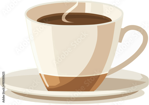 Coffee cup icon flat on white isolated background, vector design.