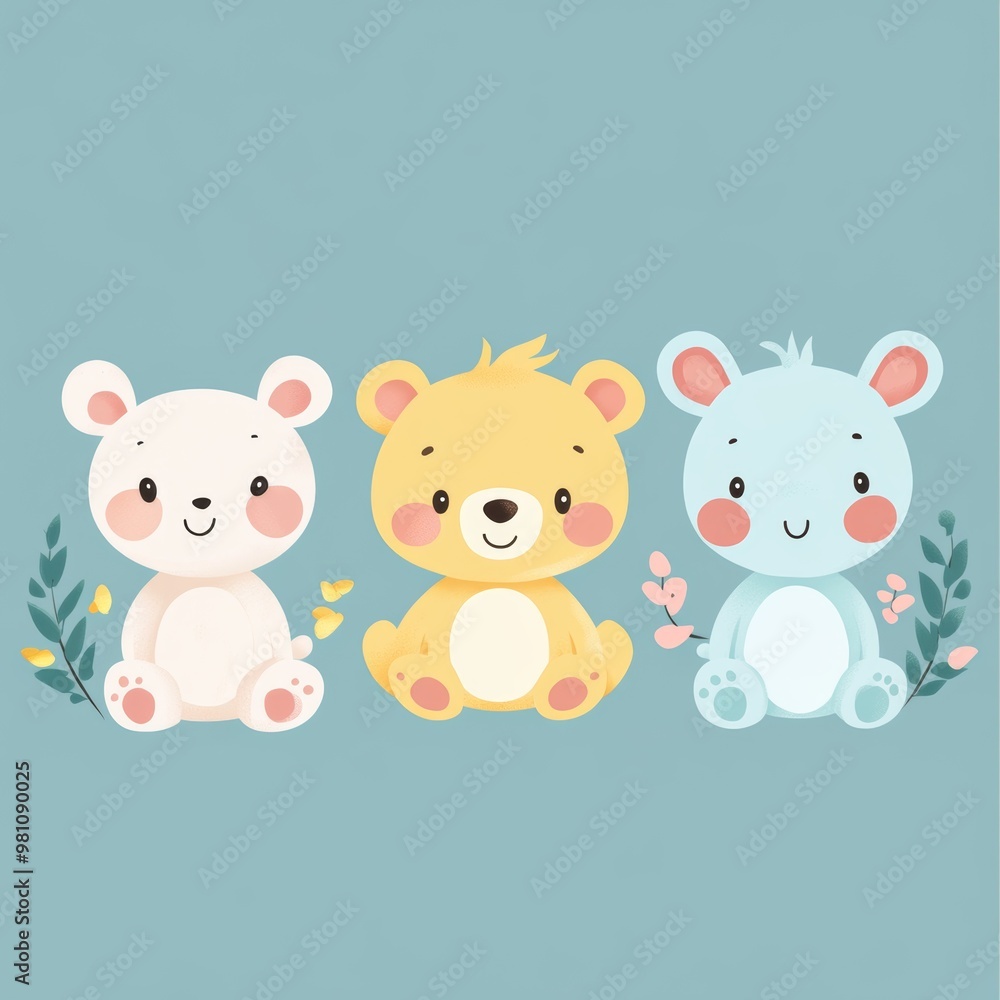 Cute Cartoon Bear Friends Sitting Together Cute Cartoon Bear Friends Sitting Together