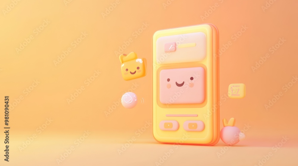 A cheerful, stylized phone with playful icons and characters, set against a warm gradient background. A cheerful, stylized phone with playful icons and characters, set against a warm gradient background.