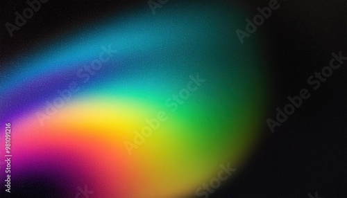 Grainy noise background  abstract color gradient shape  vibrant glowing rainbow yellow green.
