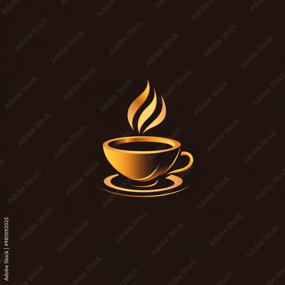 Golden Coffee Cup Logo Design Illustration Golden Coffee Cup Logo Design Illustration