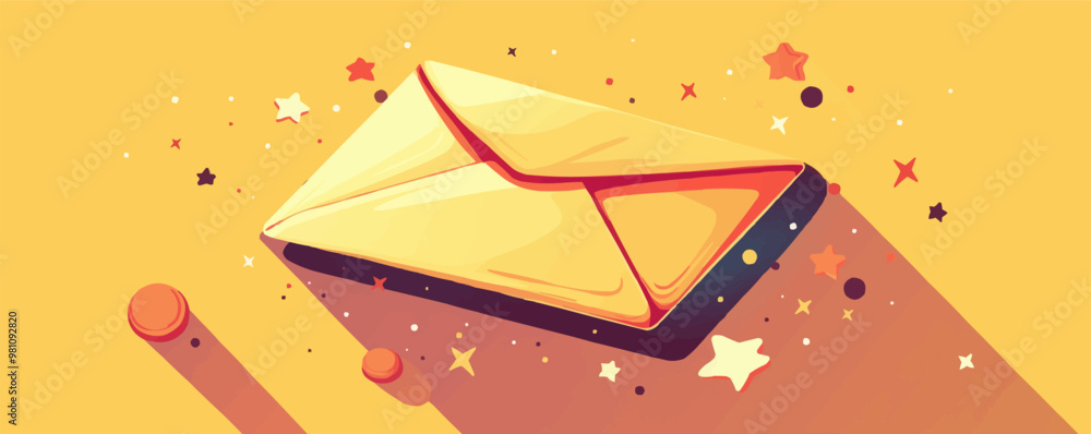 Naklejka premium velope with stars, Vector flat minimalistic isolated illustration