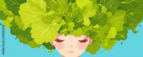 Green lettuce head, Vector flat minimalistic isolated illustration