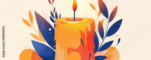 Candlelight flickering in the dark, Vector flat minimalistic isolated illustration