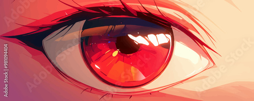 Illustrate a detailed human eye with realistic reflections and textures. Vector flat minimalistic isolated illustration