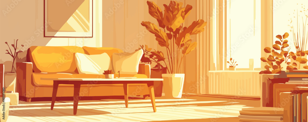 Fotografie Illustrate an empty sitting room with a tranquil atmosphere