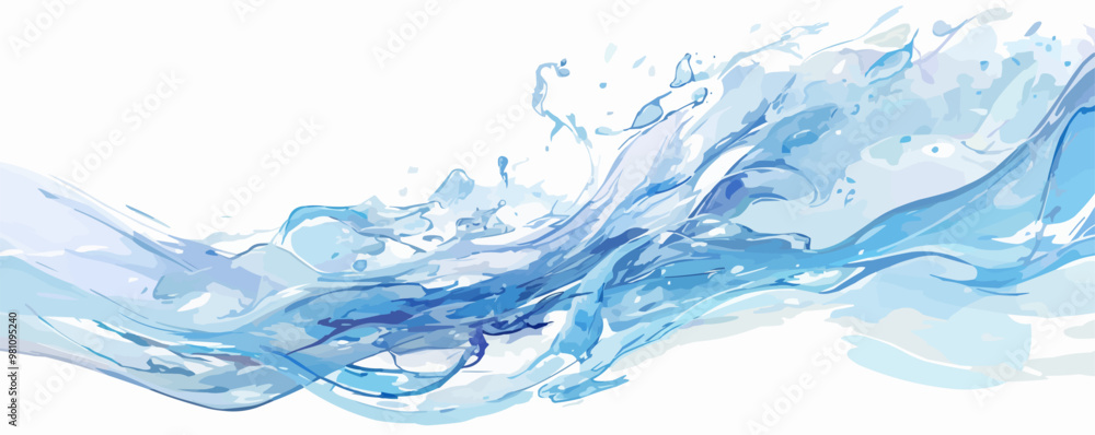 Fotografie Clear water droplets, Vector flat minimalistic isolated illustration
