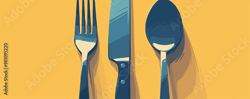 Clean and stylish spoon, knife, and fork icons, ideal for minimalist design projects, vector flat minimalistic isolated illustration