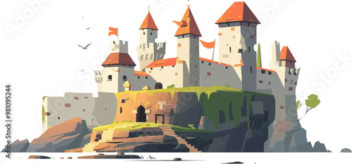 Isolated clipart of ancient castle, Vector flat minimalistic isolated illustratio