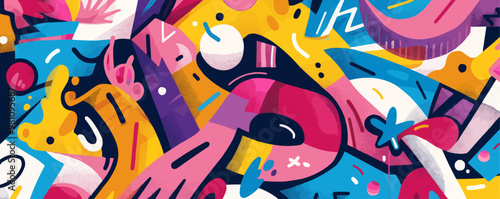 Wallpaper Mural Colorful abstract graffiti art, Vector flat minimalistic isolated illustration Torontodigital.ca