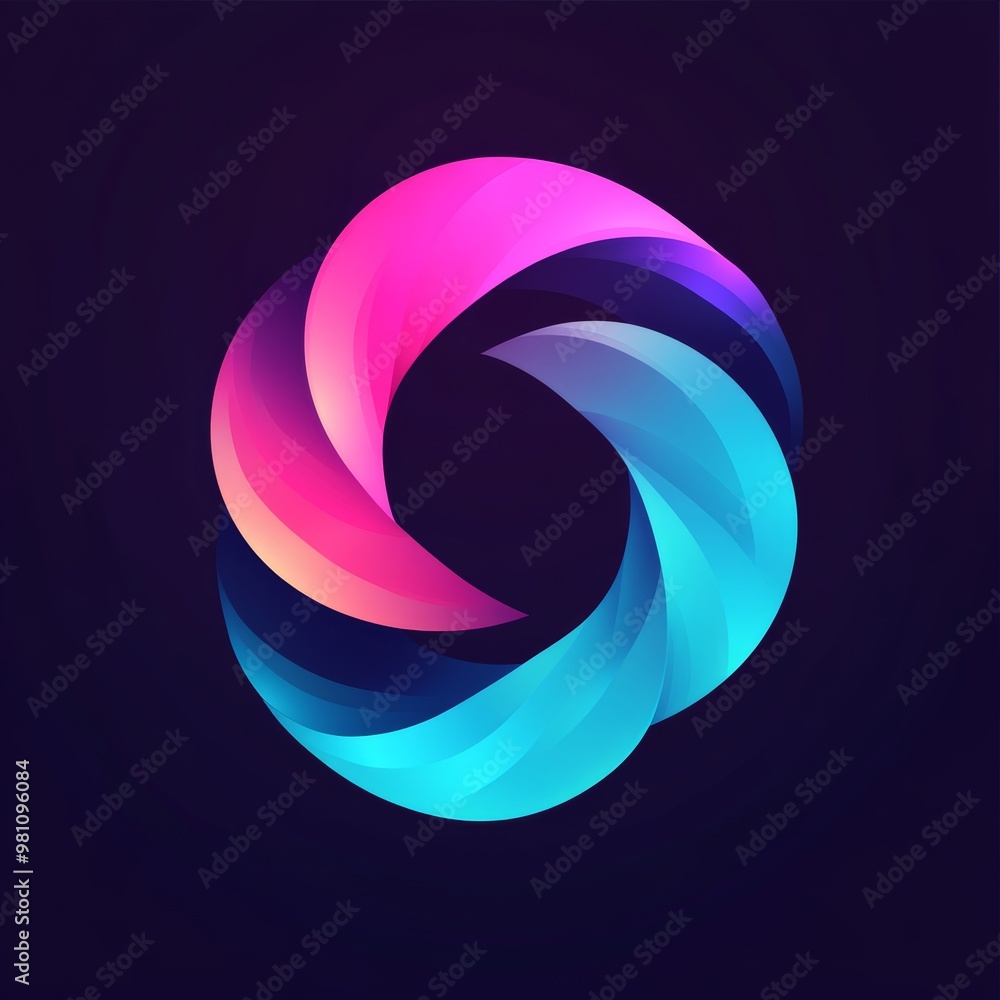 Abstract Swirling Logo Design with Blue and Pink Gradient Colors Abstract Swirling Logo Design with Blue and Pink Gradient Colors