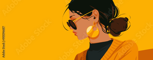 Create a chic and sophisticated lady with a modern twist. Vector flat minimalistic isolated illustration