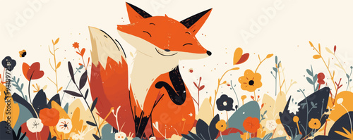 Cunning fox with a mischievous grin. Vector flat minimalistic isolated illustration.