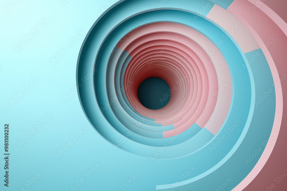 Explore the tranquility of this abstract spiral design featuring soft pink and blue layers evoking a sense of depth and calmness. Explore the tranquility of this abstract spiral design featuring soft pink and blue layers evoking a sense of depth and calmness.