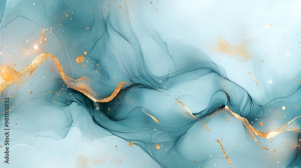 This artwork showcases a fluid alcohol ink design with rich teal tones and shimmering gold details, creating a captivating and serene atmosphere suitable for various creative uses This artwork showcases a fluid alcohol ink design with rich teal tones and shimmering gold details, creating a captivating and serene atmosphere suitable for various creative uses
