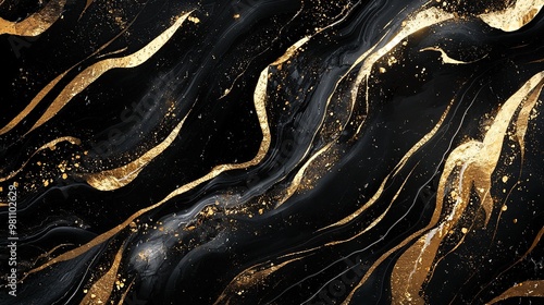 Wallpaper Mural Black marble with golden patterns. Textured background. Generative Ai Torontodigital.ca