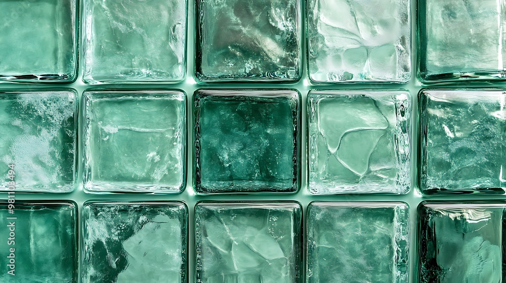 A close-up of ice cubes with a green tint, showcasing their texture and clarity. A close-up of ice cubes with a green tint, showcasing their texture and clarity.
